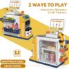 46PCS Upgraded Cash Register Playset for Kids, Cashier Register Toy, Kids Pretend Play Cash Register Toys with Scanner, Shopping Cart, Calculator, Play Food, Toys for Girls 3 6 Years-Green