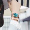 Women Watch Fashion Rose Gold Diamond Analog Quartz Female Watch for Women Luxury Dress Ladies Stainless Steel Luminous Waterproof Date Wrist Watches Green Dial