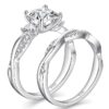 1 Carat Wedding Ring Sets Infinity Band Princess Sterling Silver Rings for Women CZ Size 7
