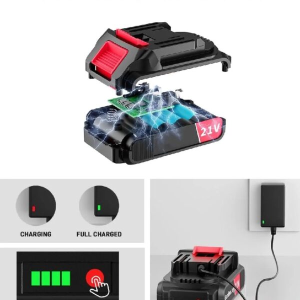 21V Cordless Drill Set, Electric Power Drill 34Pcs with 3/8 Inch Keyless Chuck, 25+3 Clutch Compact Driver Drill with Work Light, Max torque 45Nm, 2-Variable Speed & Battery and Fast Charger
