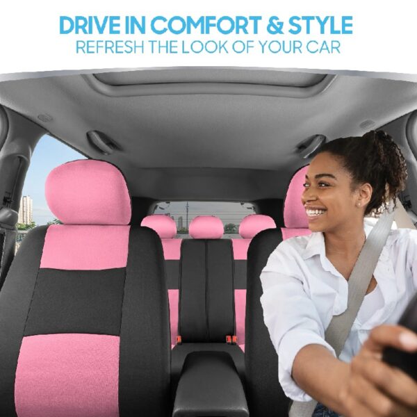 PolyPro Car Seat Covers Full Set in Charcoal on Black – Front and Rear Split Bench for Cars, Easy to Install Cover Set, Accessories Auto Trucks Van SUV