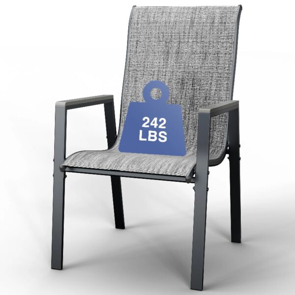 Outdoor Patio Dining Chairs Set of 2,Breathable Seat Fabric and Alloy Steel Frame for Backyard Porch Garden Sunroom , Dark Gray