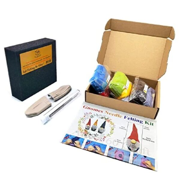 3 Pack Gnome Felting Kits Mother's Day Craft Kit 6 inch Gnomes Ornaments Kit Include Everything to Make - Friendly Instruction Gift for Mom, Gift for Wedding