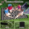 Outdoor Rug Carpet 6'x9' Waterproof Reversible Patio Rug Portable Modern Abstract Indoor Outdoor Rug Plastic Straw Rug for RV Camping Garden Picnic Deck Backyard Porch Decor Gray and White