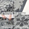 Outdoor Rugs 5' x 8' Rug, Waterproof Patio Mat, Stylish Plastic Straw Reversible Area Rug for Picnic RV Camping Porch Balcony, Black and White