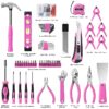 Pink Tool Set for Women, 166pcs Home Tool Kit with 12