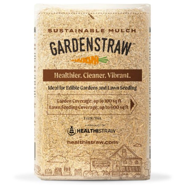 GardenStraw, 3 cu ft (20 lbs) Pack of 1 – All-Natural Mulch for Gardens, Vegetables Lawn Seeding – Water-Conserving, Weed-Suppressing Wheat Straw – Cleaned, Sustainably Sourced