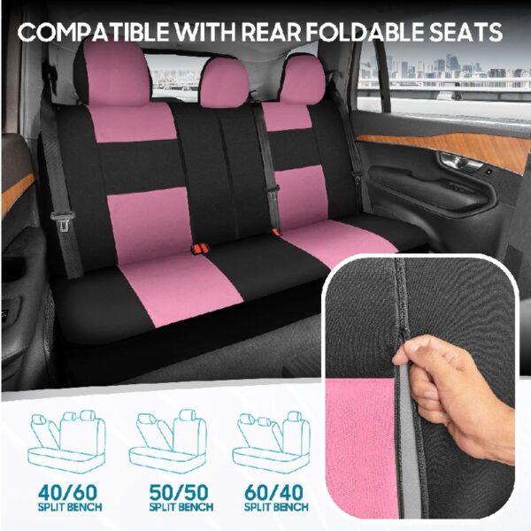 PolyPro Car Seat Covers Full Set in Charcoal on Black – Front and Rear Split Bench for Cars, Easy to Install Cover Set, Accessories Auto Trucks Van SUV