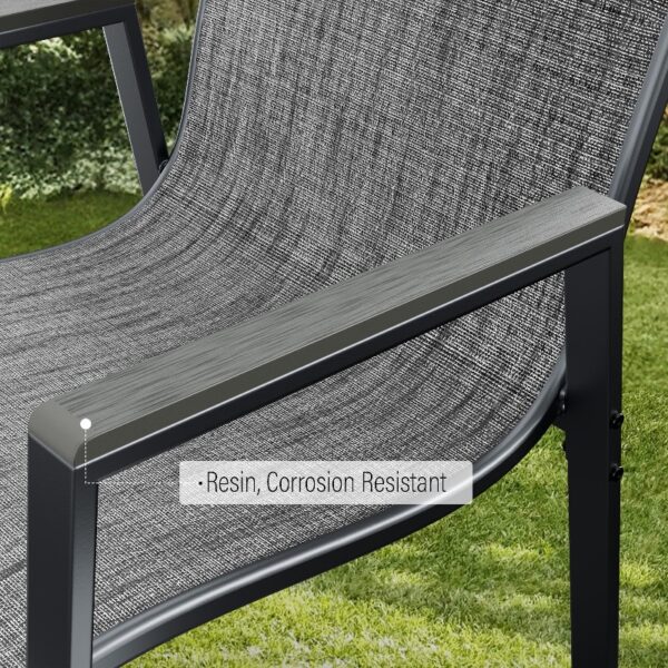Outdoor Patio Dining Chairs Set of 2,Breathable Seat Fabric and Alloy Steel Frame for Backyard Porch Garden Sunroom , Dark Gray