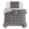 Lux Decor Collection 5 Piece Queen Down Alternative Comforter Set, Washable Duvet Bedding Set - Quatrefoil Navy