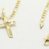 14kt Gold Chain Necklace, Figaro Chain Cross Necklaces for Women and Men, Best Christmas Gift for, Her, Him - 14kt Bonded Gold Jewelry by