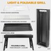 Barbecue Charcoal Grill for Camping, 24 in Mini Grill Stainless Steel Foldable Portable Grill, BBQ Tool Kit for Outdoor Camping Cooking Gear Picnics Beach Home Backyard Party BBQ Beginner