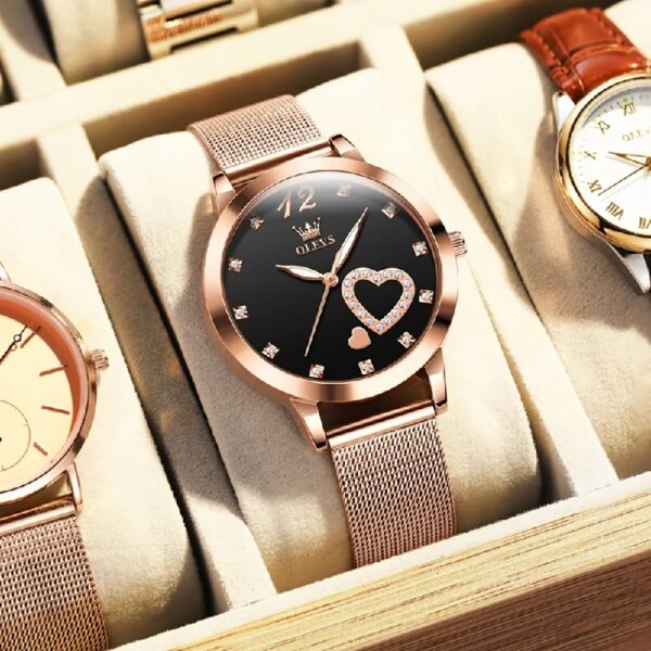 Women Watch Fashion Rose Gold Diamond Analog Quartz Female Watch for Women Luxury Dress Ladies Stainless Steel Luminous Waterproof Date Wrist Watches Green Dial