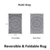 Outdoor Rugs 5' x 8' Rug, Waterproof Patio Mat, Stylish Plastic Straw Reversible Area Rug for Picnic RV Camping Porch Balcony, Black and White