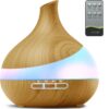 550ml Essential Oil Diffuser, Upgraded Oil Diffuser for Large Room, Cool Mist Humidifier Air Diffuser with Remote Control 4 Timer Setting 14 Color Lights Waterless Auto Shut-Off