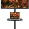 Modern Rolling TV Stand Mobile TV Cart for 32 to 65 inch Flat Panel TVs, Black