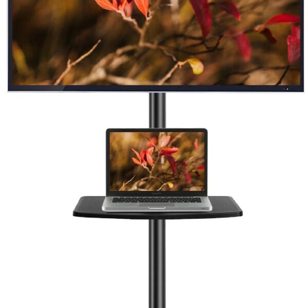 Modern Rolling TV Stand Mobile TV Cart for 32 to 65 inch Flat Panel TVs, Black
