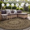 Outdoor Rug 6'x9' Waterproof Patio Rug Reversible Indoor Outdoor Rug Lightweight Plastic Straw Rug for RV Camping Deck Balcony Boho Porch Decor Dark Grey and White