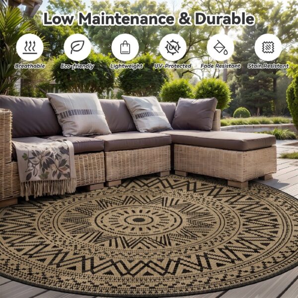 Outdoor Rug 6'x9' Waterproof Patio Rug Reversible Indoor Outdoor Rug Lightweight Plastic Straw Rug for RV Camping Deck Balcony Boho Porch Decor Dark Grey and White