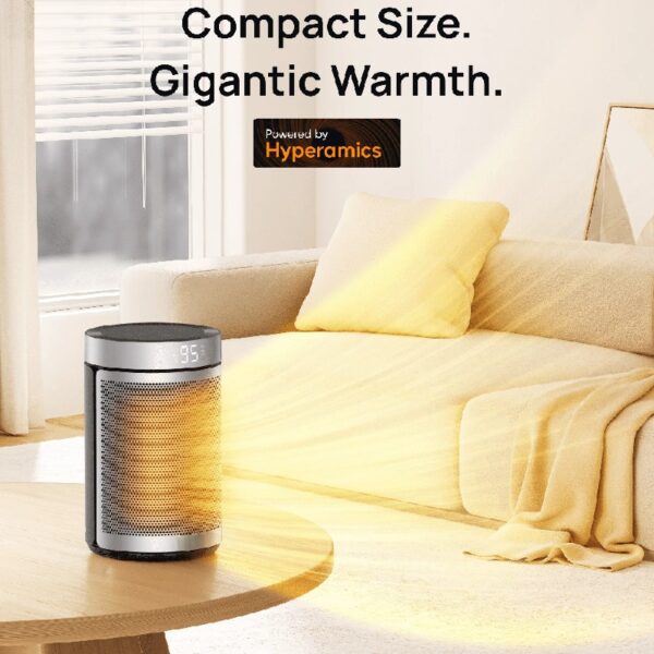 Space Heaters for Inside, Portable Electric Heater for Home with Thermostat, 1-12H Timer, Eco Mode and Fan Mode, 1500W PTC Ceramic Fast Safety Energy Efficient Heater for Office Bedroom, Silver