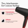 Smoothstay Coconut Oil-Infused Ceramic Hair Dryer with Diffuser, Black