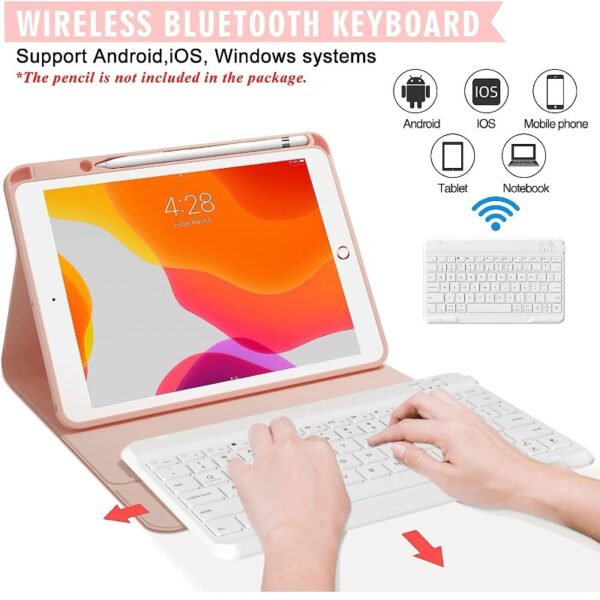 Keyboard Case for iPad 9th/8th/7th Gen 10.2 inch, iPad Air 3rd, Pro 10.5 - Colorful Backlite Keyboard, 360 Rotatable Detachable Magnetic Protective Cover, Pencil Holder, Auto Sleep/Wake