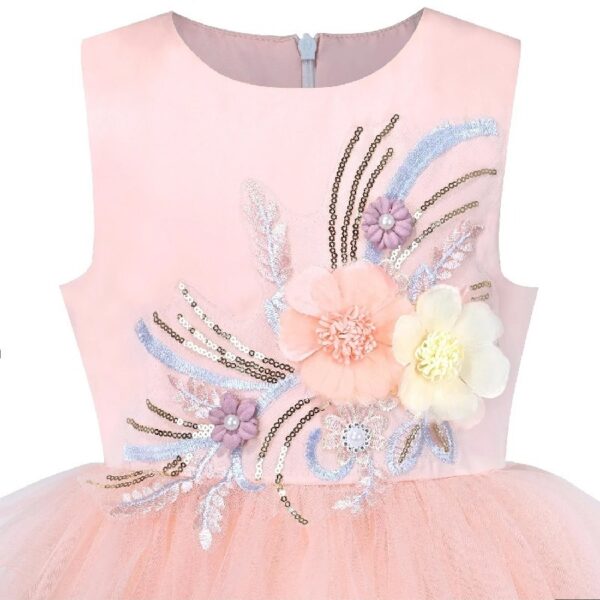 Flower Girls Dress Blue Belted Wedding Party Bridesmaid 12