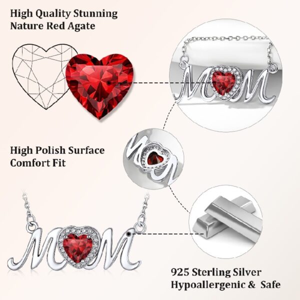 Bestyle S925 Sterling Silver Necklace for Mom Grandma Shiny CZ Heart Pendant Necklace March Created Aquamarine Birthstone Jewelry Mother's Day Gift