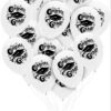 PMU Graduation Balloons 11 Inch PartyTex Premium Emerald Green with All-Over Print White Grad Caps-Confetti and Streamers Pkg/100