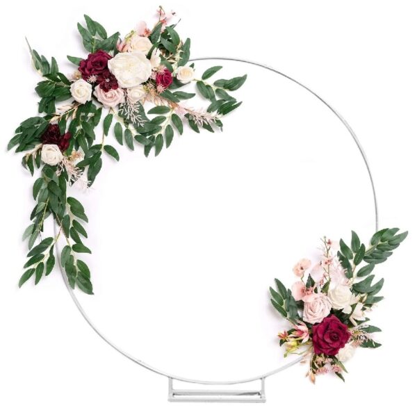 Garfans 7.9FT Wedding Arch  for Birthday Decoration Round Backdrop Stand Circle Balloon Arch Frame Halloween Christmas Parties Garland Stand White