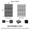 Outdoor Rug Carpet 6'x9' Waterproof Reversible Patio Rug Portable Modern Abstract Indoor Outdoor Rug Plastic Straw Rug for RV Camping Garden Picnic Deck Backyard Porch Decor Gray and White