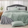 Light Purple Queen Comforter Set - 7 Pieces Reversible Queen Bed in a Bag, Queen Bed Set Light Purple and Grey with Comforters, Sheets, Pillowcases & Shams