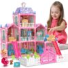 Girls Dollhouse with Slide, Pink, 16.7''