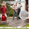 Outdoor Rug Carpet 6'x9' Waterproof Reversible Patio Rug Portable Modern Abstract Indoor Outdoor Rug Plastic Straw Rug for RV Camping Garden Picnic Deck Backyard Porch Decor Gray and White