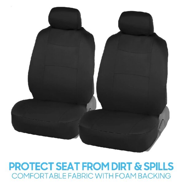PolyPro Car Seat Covers Full Set in Charcoal on Black – Front and Rear Split Bench for Cars, Easy to Install Cover Set, Accessories Auto Trucks Van SUV