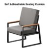 3 Pieces Patio Chairs Set with Glass-Top Coffee Table, Outdoor Bistro and Patio Furniture Set for Porch|Backyard|Balcony, Black