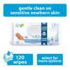 Sensitive+ Newborn & Baby Wipes, 3-In-1 Cleans, Cares, Protects, 99.9% Water, Unscented & Hypoallergenic, 9 Packs (540 Wipes)