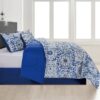 Lux Decor Collection 5 Piece Queen Down Alternative Comforter Set, Washable Duvet Bedding Set - Quatrefoil Navy