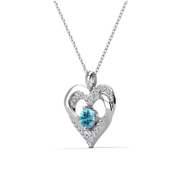 Forever March Birthstone 18k White Gold Plated Women's Necklace, Swarovski Crystals