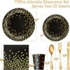 Rose Gold Pink Party Tableware Set - Elegant Disposable Plates, Napkins, Cups & Cutlery with Gold Dot Accents (Serves 25) - Ideal for Baby Showers, Weddings & Birthday Celebrations