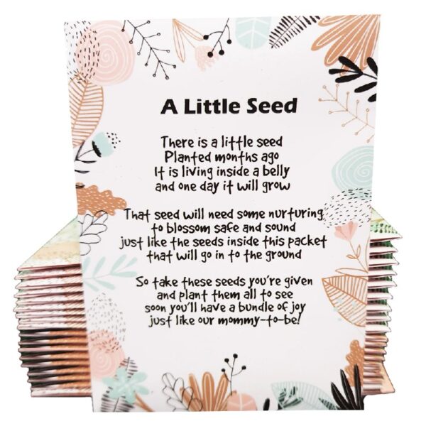 50 PC Woodland Dusty Rose | Baby Shower Favors for Guests | 50 Wildflower Seed Packets | Bouquet Wildflower Mix | Non-GMO Seeds | Gender Neutral | Oh Baby | Gifts | Party Favors | Decorations