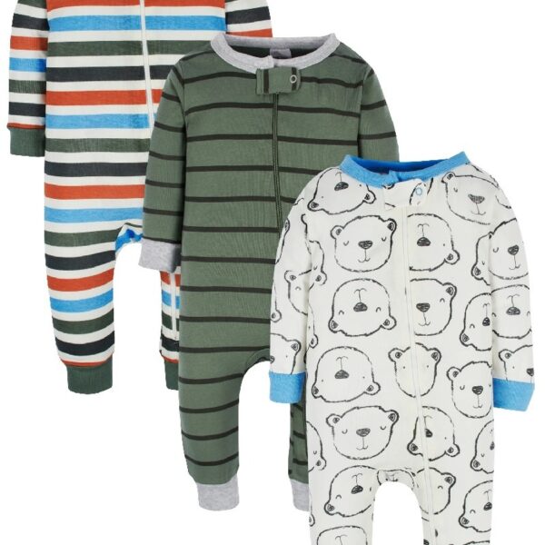 Brand Gender Neutral Footless Unionsuits, 3-Pack, Sizes 0/3 Months - 5T
