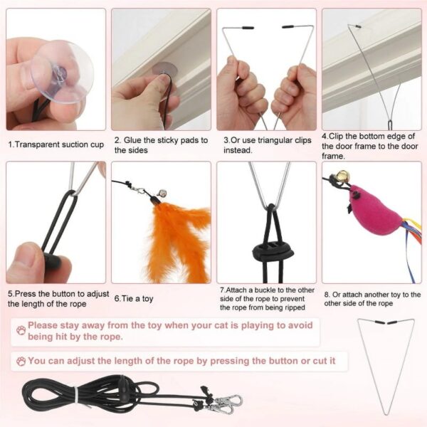 LUIISIS 22Pcs Cat Wand Toy Feather Toy, Interactive Cat Fishing Pole Toy with Suction Cup, Cat Butterfly Kitten Toy Set, Hanging Cat String and Mouse Toy for Indoor Cats Necessities