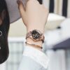 Women Watch Fashion Rose Gold Diamond Analog Quartz Female Watch for Women Luxury Dress Ladies Stainless Steel Luminous Waterproof Date Wrist Watches Green Dial