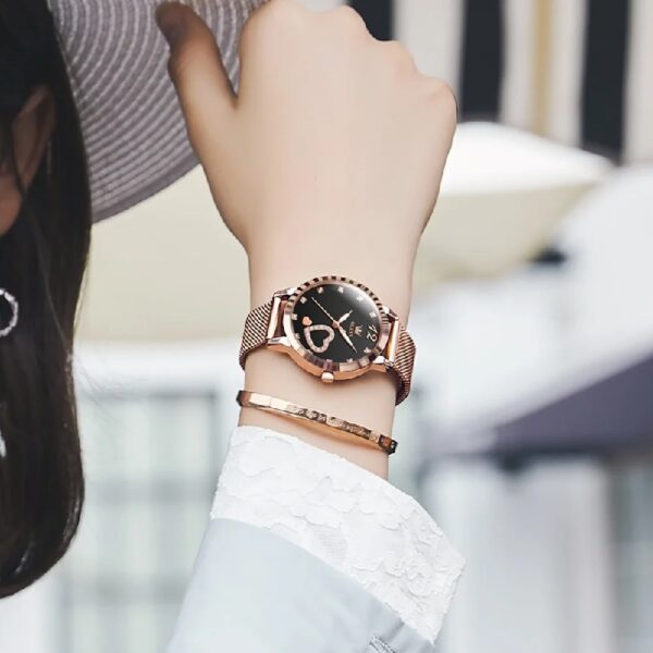 Women Watch Fashion Rose Gold Diamond Analog Quartz Female Watch for Women Luxury Dress Ladies Stainless Steel Luminous Waterproof Date Wrist Watches Green Dial
