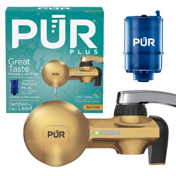 PLUS Faucet Mount Water Filtration System, Horizontal, Black/Chrome, PFM200B
