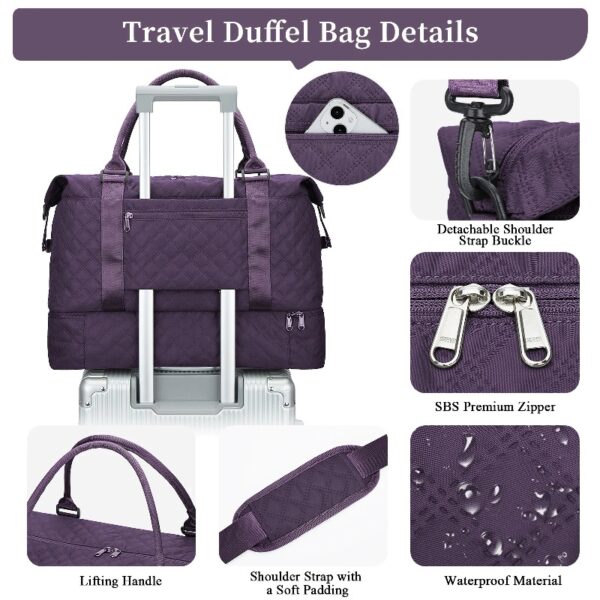 e6728aa06bee4d0188b0b32d0176aa0d Weekender Bags for Women, Travel Duffel Bags with Shoe Compartment,Personal Item Travel Bag for Airlines, Carry on Overnight Tote Bag for women,Beige&Brown