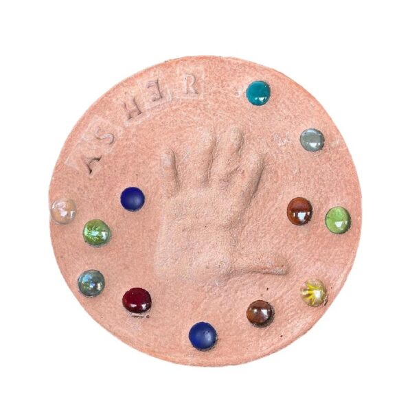 DIY Stepping Stone Kit with Color Pigment, Handprint Stepping Stone, Mother's Day Gift, Footprint Stepping Stone (8 Inch, Red)