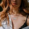 Bestyle S925 Sterling Silver Necklace for Mom Grandma Shiny CZ Heart Pendant Necklace March Created Aquamarine Birthstone Jewelry Mother's Day Gift