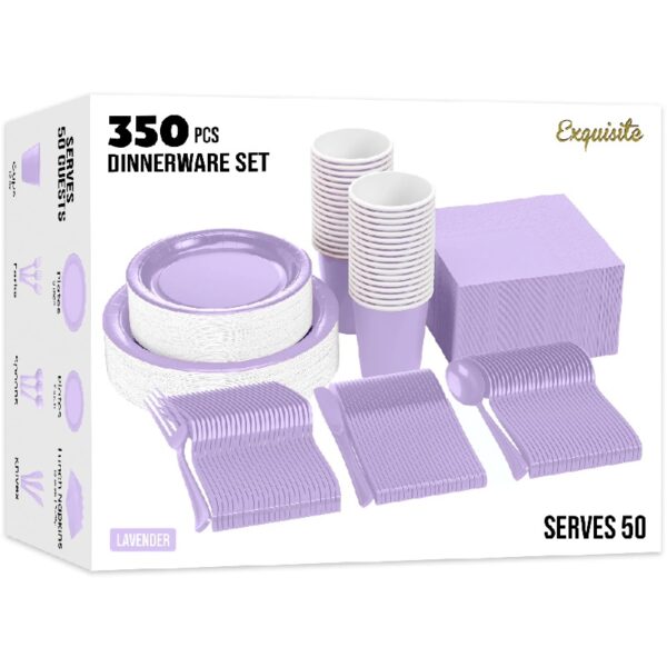 Exquisite 350 Piece Easter Plastic Disposable Party Plates & Dinnerware Combo Set